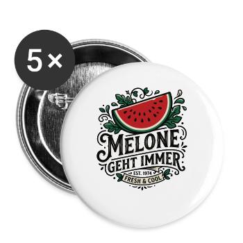 Melone Geht Immer Retro Logo - Buttons groß 56 mm (5er Pack) - Weiß - Vorne