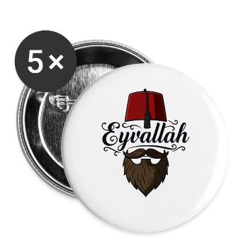 Eyvallah Bart Hut Islam   - Buttons groß 56 mm (5er Pack) - Weiß - Vorne