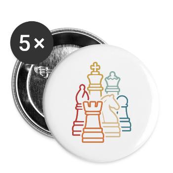Chess Retro Chess Pieces Chess Player - Buttons large 2.2''/56 mm (5-pack) - white - Front