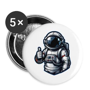 Kosmischer Daumenhoch - Buttons groß 56 mm (5er Pack) - Weiß - Vorne