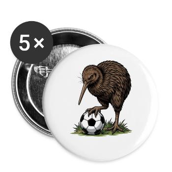 Joueur de football Kiwi Bird Drôle - Lot de 5 grands badges (56 mm) - blanc - Devant