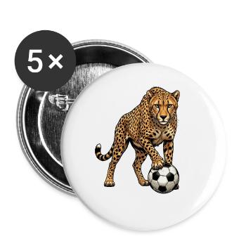 Attaquant de football Léopard - Lot de 5 grands badges (56 mm) - blanc - Devant