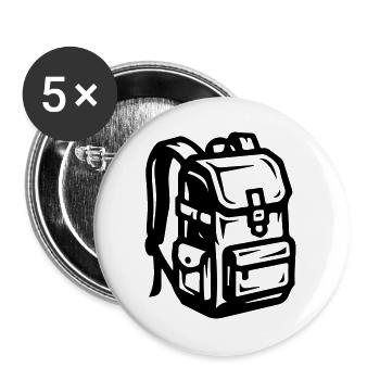 Voyage de camping avec symbole de sac à dos - Lot de 5 grands badges (56 mm) - blanc - Devant