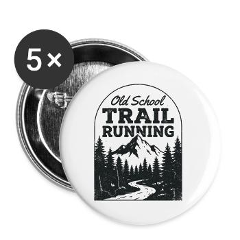 Old School Trailrunning - Buttons groß 56 mm (5er Pack) - Weiß - Vorne