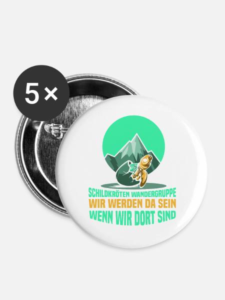 Schildkörten Wandergruppe Wander Bergsteiger - Buttons groß 56 mm (5er Pack) - Weiß