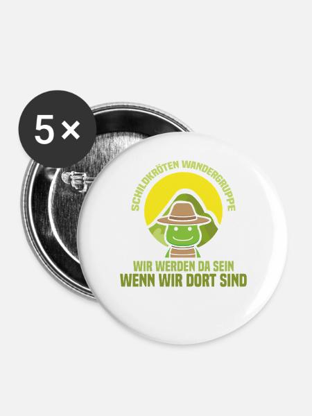Schildkörten Wandergruppe Wander Bergsteiger - Buttons groß 56 mm (5er Pack) - Weiß