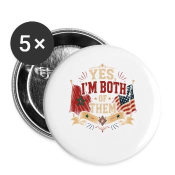 Both: USA and Morocco identity - Buttons large 2.2''/56 mm (5-pack) - white - Front