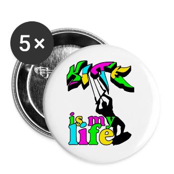 Kite Surfing is my Life Kiteboarding, Kitesurfer - Buttons groß 56 mm (5er Pack) - Weiß - Vorne