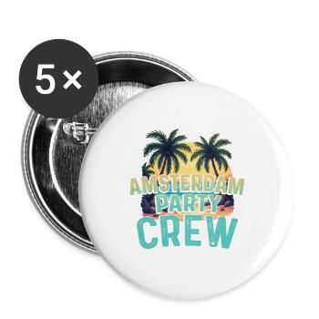 Amsterdam Party Crew - Lot de 5 grands badges (56 mm) - blanc - Devant