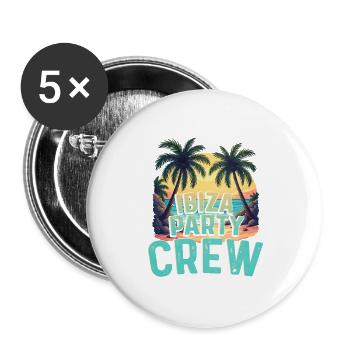 Ibiza Party Crew - Buttons large 2.2''/56 mm (5-pack) - white - Front