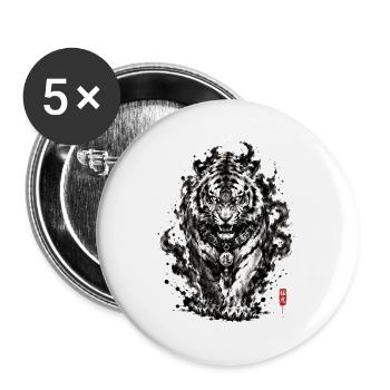 Japan Ink Tiger Guardian - Buttons groß 56 mm (5er Pack) - Weiß - Vorne