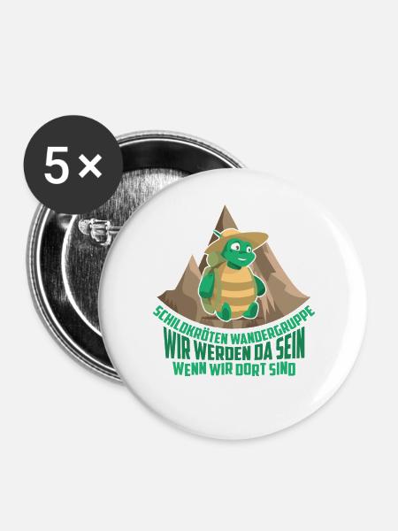 Schildkörten Wandergruppe Wander Bergsteiger - Buttons groß 56 mm (5er Pack) - Weiß