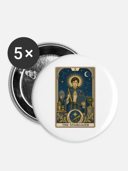 Sternengucker | Astronomie Tarot - Buttons groß 56 mm (5er Pack) - Weiß