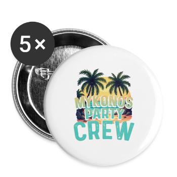 Mykonos Party Crew - Buttons large 2.2''/56 mm (5-pack) - white - Front