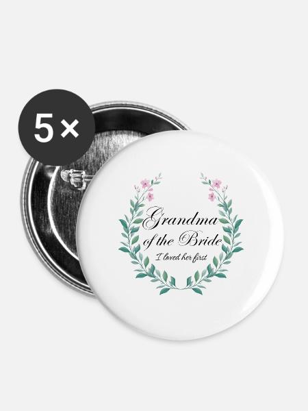 Großmutter-Braut-Kranz - Buttons groß 56 mm (5er Pack) - Weiß