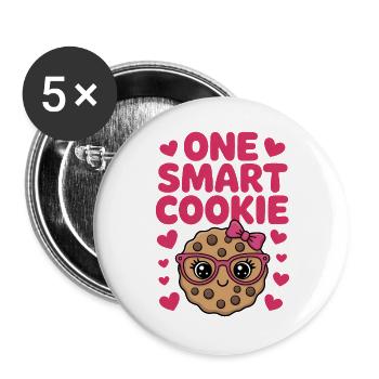 Un Cookie Intelligent - Cookie Intelligent avec des Lunettes - Lot de 5 grands badges (56 mm) - blanc - Devant