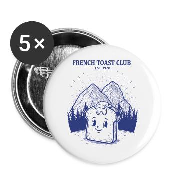 Breakfast French Toast Club Est 1920 Funny Brunch - Buttons large 2.2''/56 mm (5-pack) - white - Front