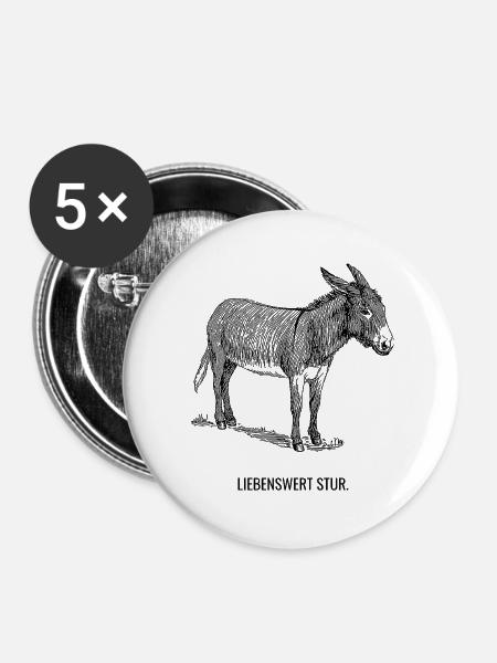 Liebenswert Stur. - Buttons groß 56 mm (5er Pack) - Weiß