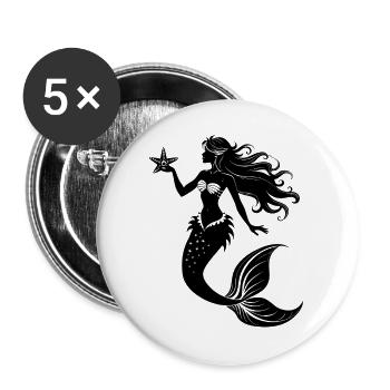 Sirène - Lot de 5 grands badges (56 mm) - blanc - Devant