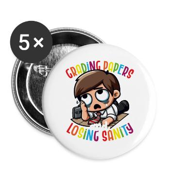 Corriger des copies et l’humour d’un professeur - Lot de 5 grands badges (56 mm) - blanc - Devant