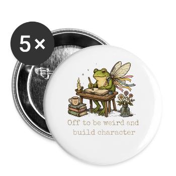 Grenouille Fée Cottagecore Écrivain Cadeau - Lot de 5 grands badges (56 mm) - blanc - Devant