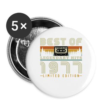 50 Jahre 1977 Vintage Retro-Geburtstagsgeschenk - Buttons groß 56 mm (5er Pack) - Weiß - Vorne