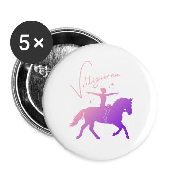 Voltigieren Grundsitz – Sport Outfit für Voltigier - Buttons groß 56 mm (5er Pack) - Weiß - Vorne