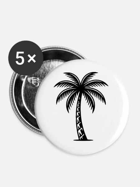 Palme - Buttons groß 56 mm (5er Pack) - Weiß