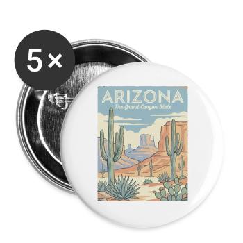 Arizona Wüsten-Retro Poster - Buttons groß 56 mm (5er Pack) - Weiß - Vorne