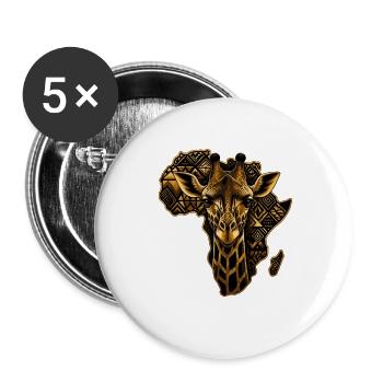 Giraffe Tribal Africa Gold - Lot de 5 grands badges (56 mm) - blanc - Devant