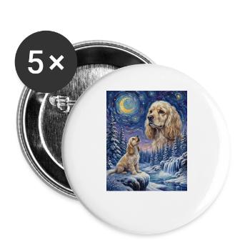 Howling to the Moon Meme Animal Dog Cocker Spaniel - Buttons large 2.2''/56 mm (5-pack) - white - Front