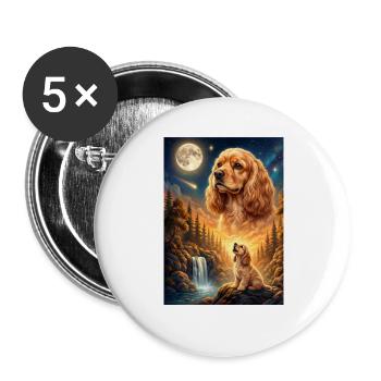 Howling to the Moon Meme Animal Dog Cocker Spaniel - Buttons large 2.2''/56 mm (5-pack) - white - Front