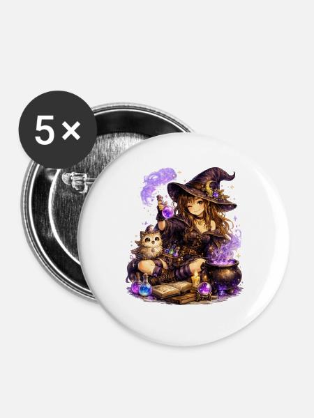 Magisches Mädchen – Zaubertrank voller Fantasie - Buttons groß 56 mm (5er Pack) - Weiß