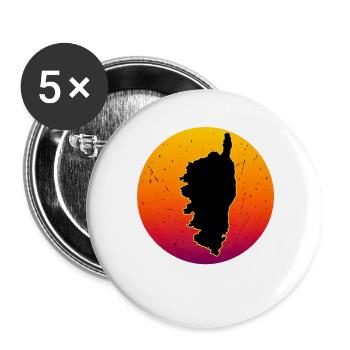 The Island of Corsica Retro Sunset Circle France - Buttons large 2.2''/56 mm (5-pack) - white - Front