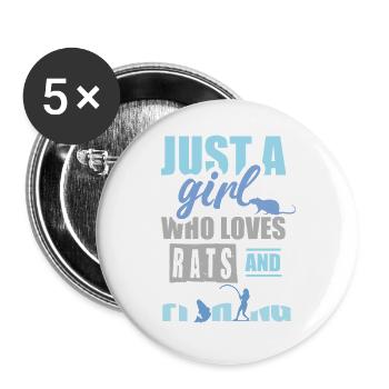Simplement une fille qui aime les rats et la pêche - Lot de 5 grands badges (56 mm) - blanc - Devant