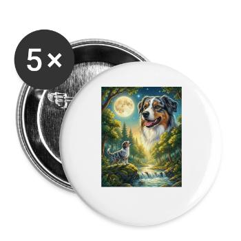 Chien Hurlant à la Lune Berger Australien - Lot de 5 grands badges (56 mm) - blanc - Devant