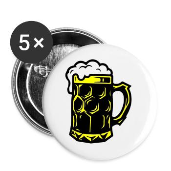 Beer Mug Symbol Booze - Buttons large 2.2''/56 mm (5-pack) - white - Front