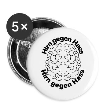 HIRN GEGEN HASS FÜR HALTUNG UND GEGEN RECHTE PEACE - Buttons groß 56 mm (5er Pack) - Weiß - Vorne