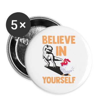 Farmer Rooster Flock Poultry Chicken - Buttons groß 56 mm (5er Pack) - Weiß - Vorne