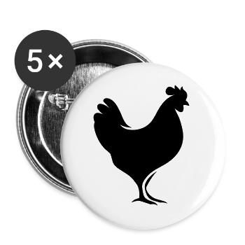 poulet - Lot de 5 grands badges (56 mm) - blanc - Devant