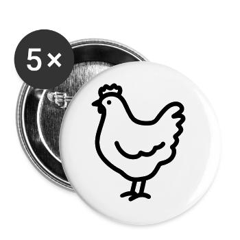 poulet - Lot de 5 grands badges (56 mm) - blanc - Devant