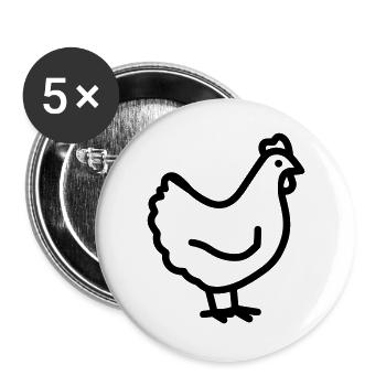 poulet - Lot de 5 grands badges (56 mm) - blanc - Devant