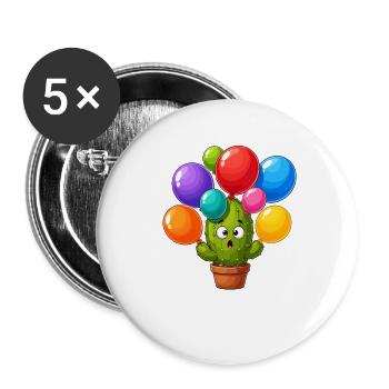 Fête du Ballon Cactus - Lot de 5 grands badges (56 mm) - blanc - Devant