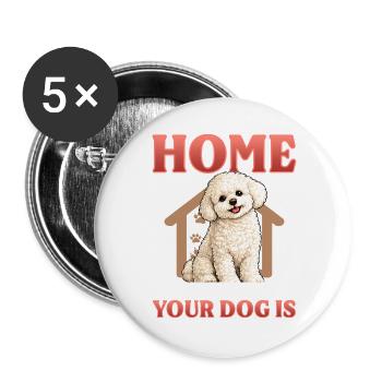 Bichon Frise Dog Breed - Buttons groß 56 mm (5er Pack) - Weiß - Vorne