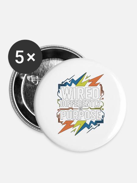 Industrial Electrician Wired Differently Wiring - Buttons groß 56 mm (5er Pack) - Weiß
