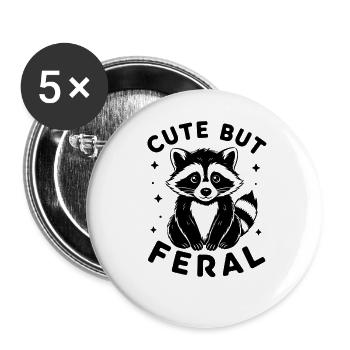 Idée de cadeau sauvage pour l’humour mignon mais sauvage des ratons laveurs sauvages - Lot de 5 grands badges (56 mm) - blanc - Devant