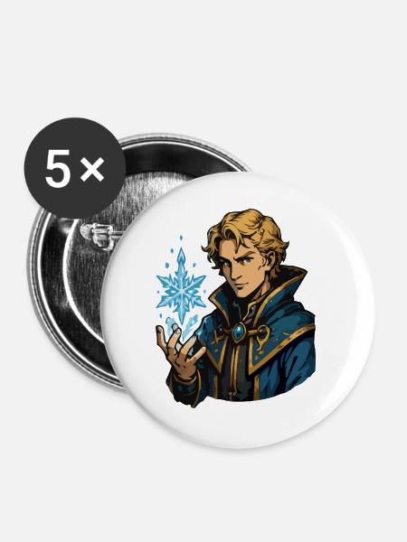Eis Zauberer mit Frostzauber - Buttons groß 56 mm (5er Pack) - Weiß