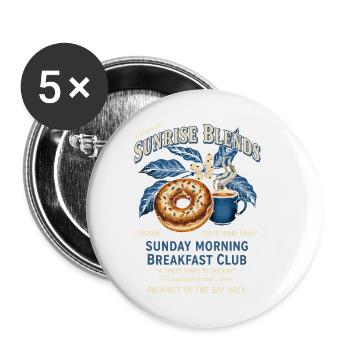 Breakfast Sunday Morning Breakfast Lovers Coffee - Buttons large 2.2''/56 mm (5-pack) - white - Front