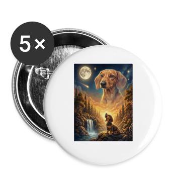 Howling to the Moon Meme Dog Dachshund - Buttons large 2.2''/56 mm (5-pack) - white - Front