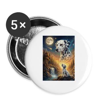 Howling to the Moon Meme Hund Dalmatiner - Buttons groß 56 mm (5er Pack) - Weiß - Vorne